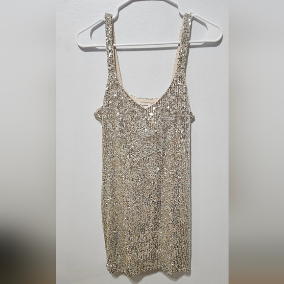 Nwt Maurices Eyeshadow White Silver Sequins Spaghetti Straps Party Dress XS B10 - Picture 1 of 7